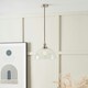 image 2 of Antique Silver Metal and Clear Glass Dome Pendant Clear | Black | W30xD30xH120cm