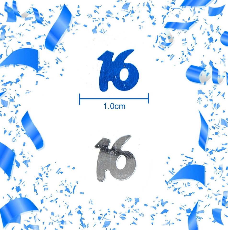 image 1 of 16th Birthday Confetti Blue & Silver 1 pack x 14 grams birthday decoration Foil Metallic 1 pack