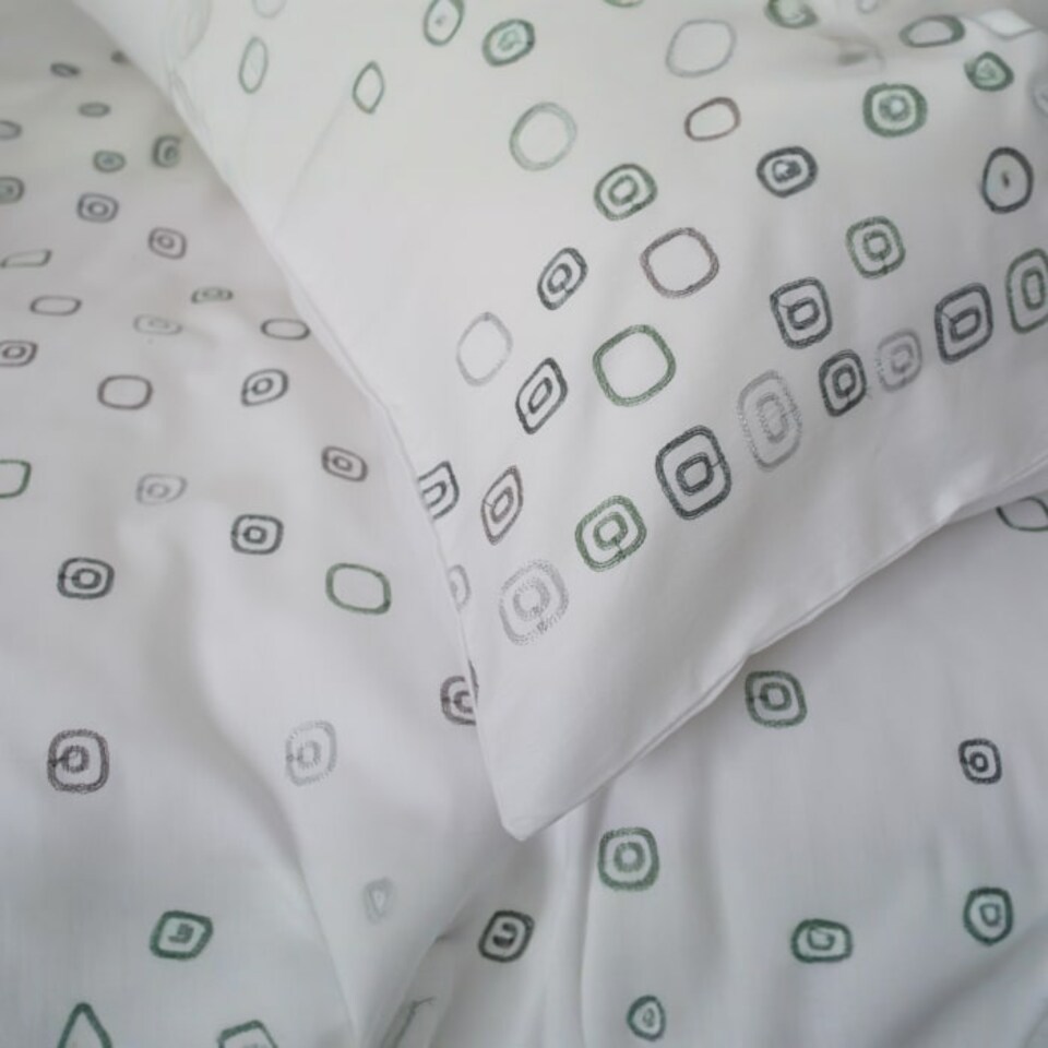 image 1 of Blocks Cotton Duvet Set with Embroidered