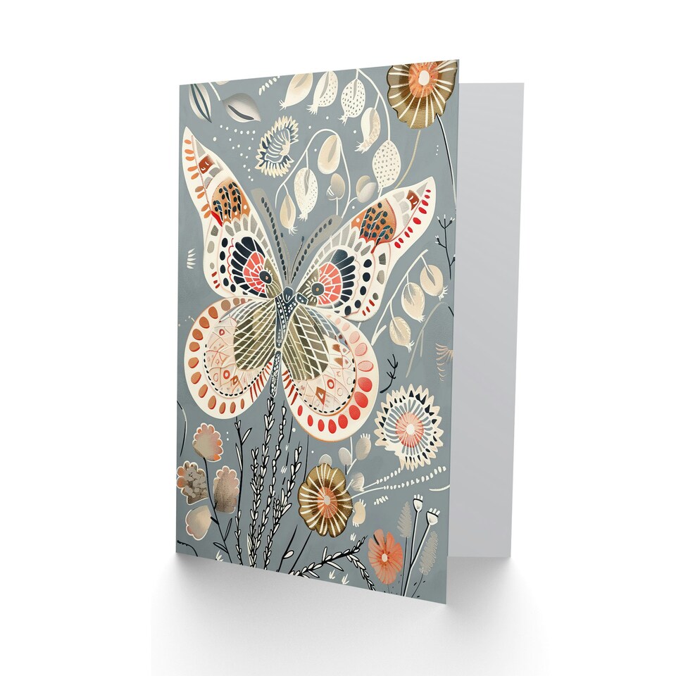 image 1 of Elegant Butterfly Wildflowers Floral Woman Her Birthday Card