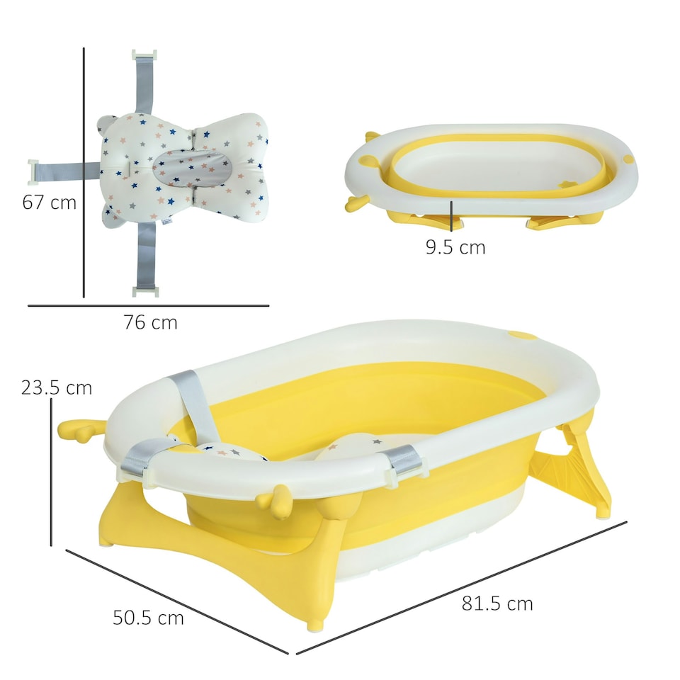 image 1 of HOMCOM Foldable Baby Bath Tub Ergonomic with Temperature-Induced Water Plug