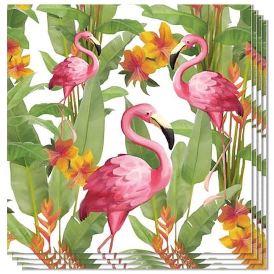 Flamingo White Design Premium Decoupage Luncheon Napkins 3 Ply - 33cm - Pack of 20