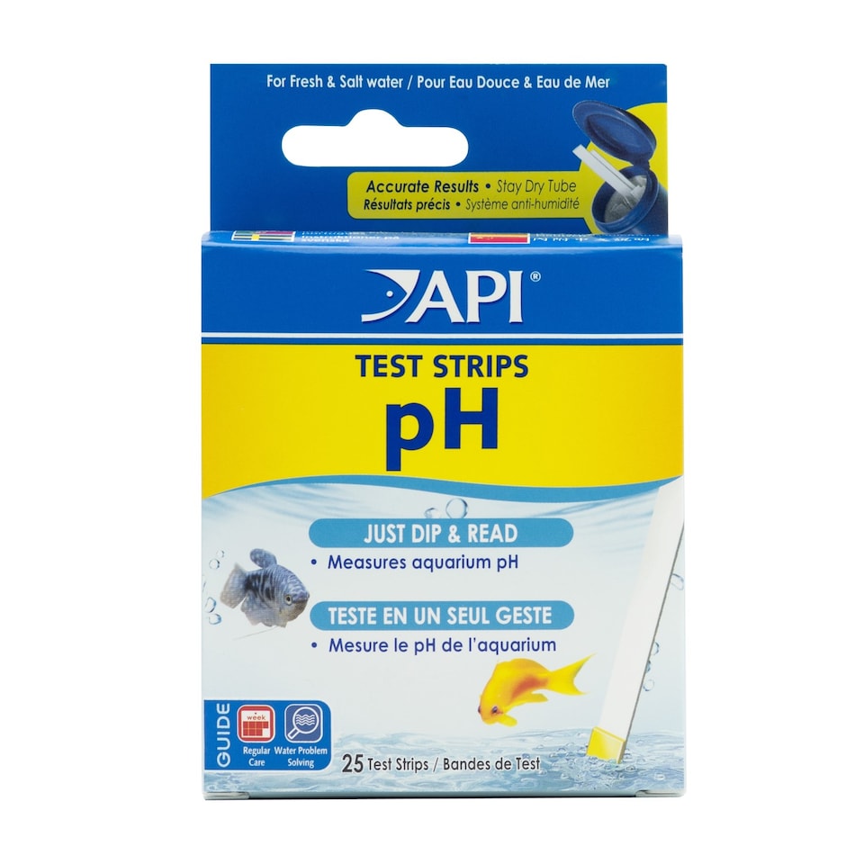 image 1 of API pH Test Strips (25 Pack) Wide Range Dip & Read pH Testing for Fresh & Saltwater Aquarium Test Kit