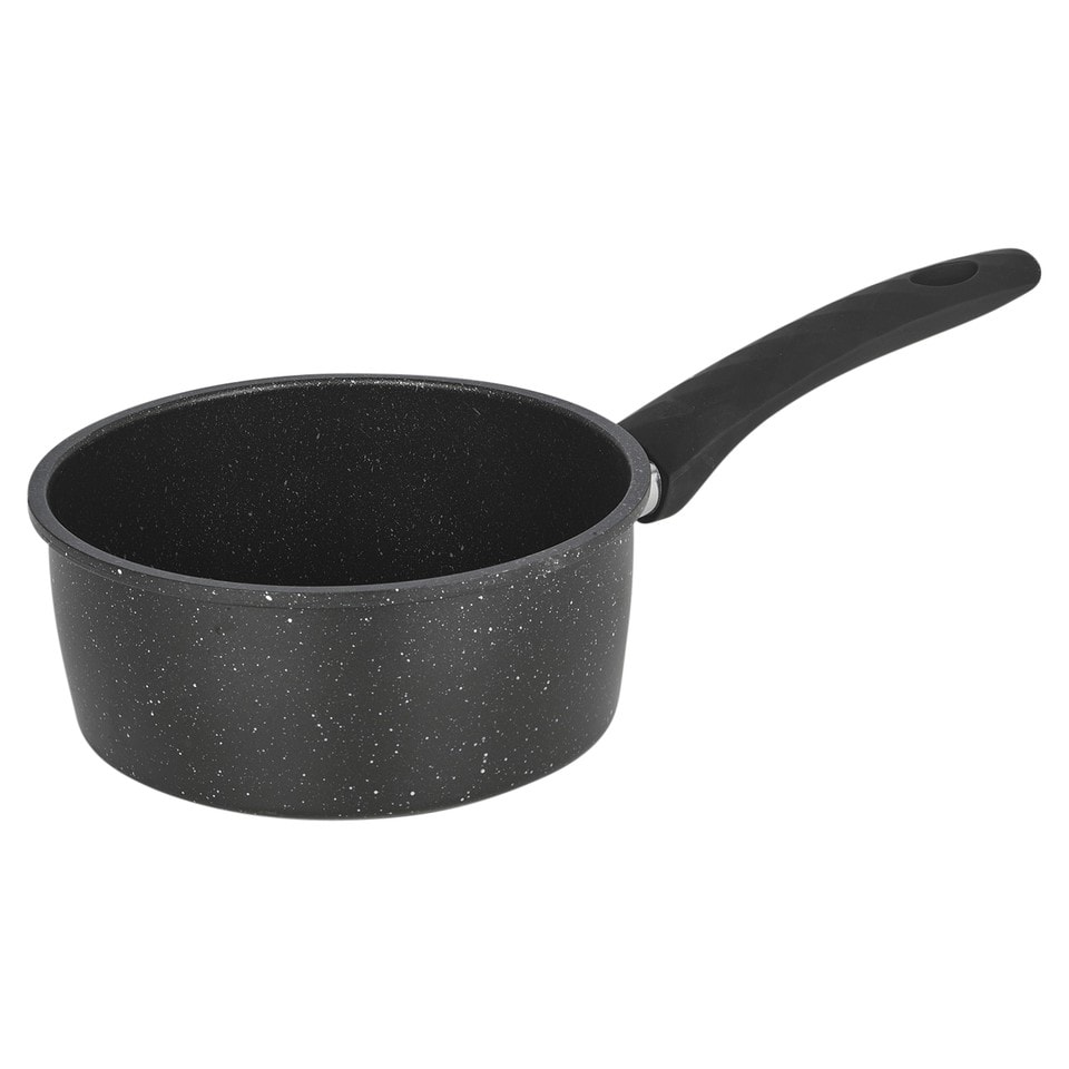 image 1 of Pressed Carbon Saucepans Casserole Pots Frying Pans Induction Soft Touch Handles | Black | Black | 16cm Milk Pan | 1