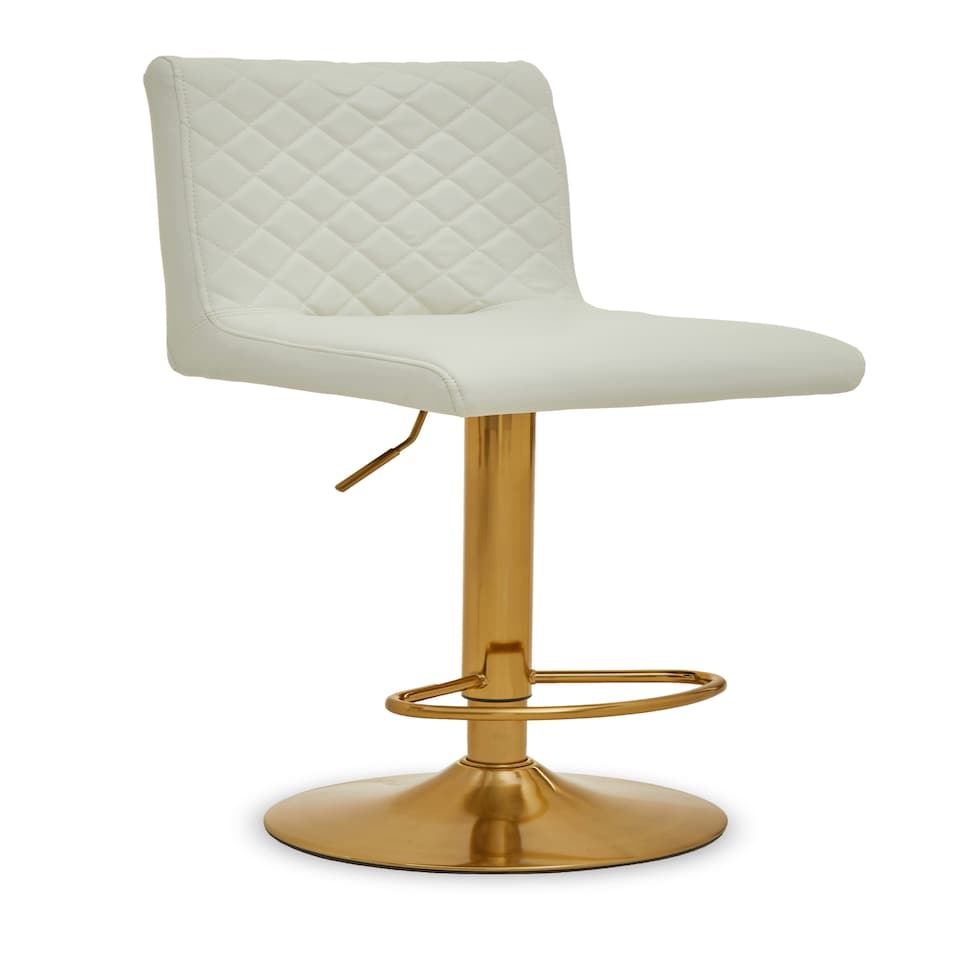 image 1 of Interiors By Premier Durable White And Gold Bar Stool With Round Base, Stylish Kitchen Bar Stool, Versatile Bar Stool For Guests