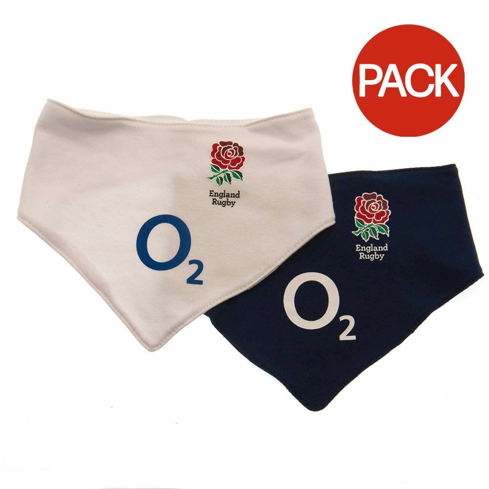 England RFU Baby Crest Bib (Pack of 2) - White/Navy Blue - One Size