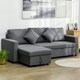 image 2 of HOMCOM Corner Sofa Bed w/ Storage, 3 Seater Pull Out, Dark Grey
