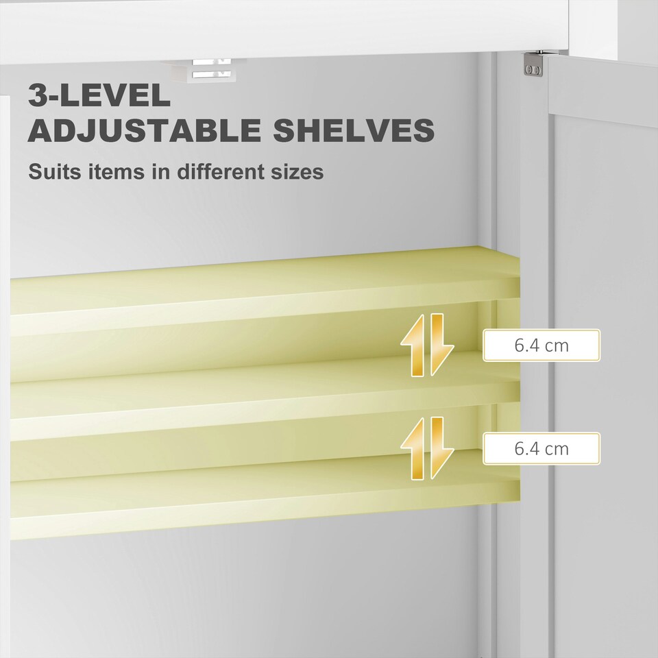 image 1 of HOMCOM Wall Mounted Storage with Adjustable Shelves, Bathroom Wall Cabinet White