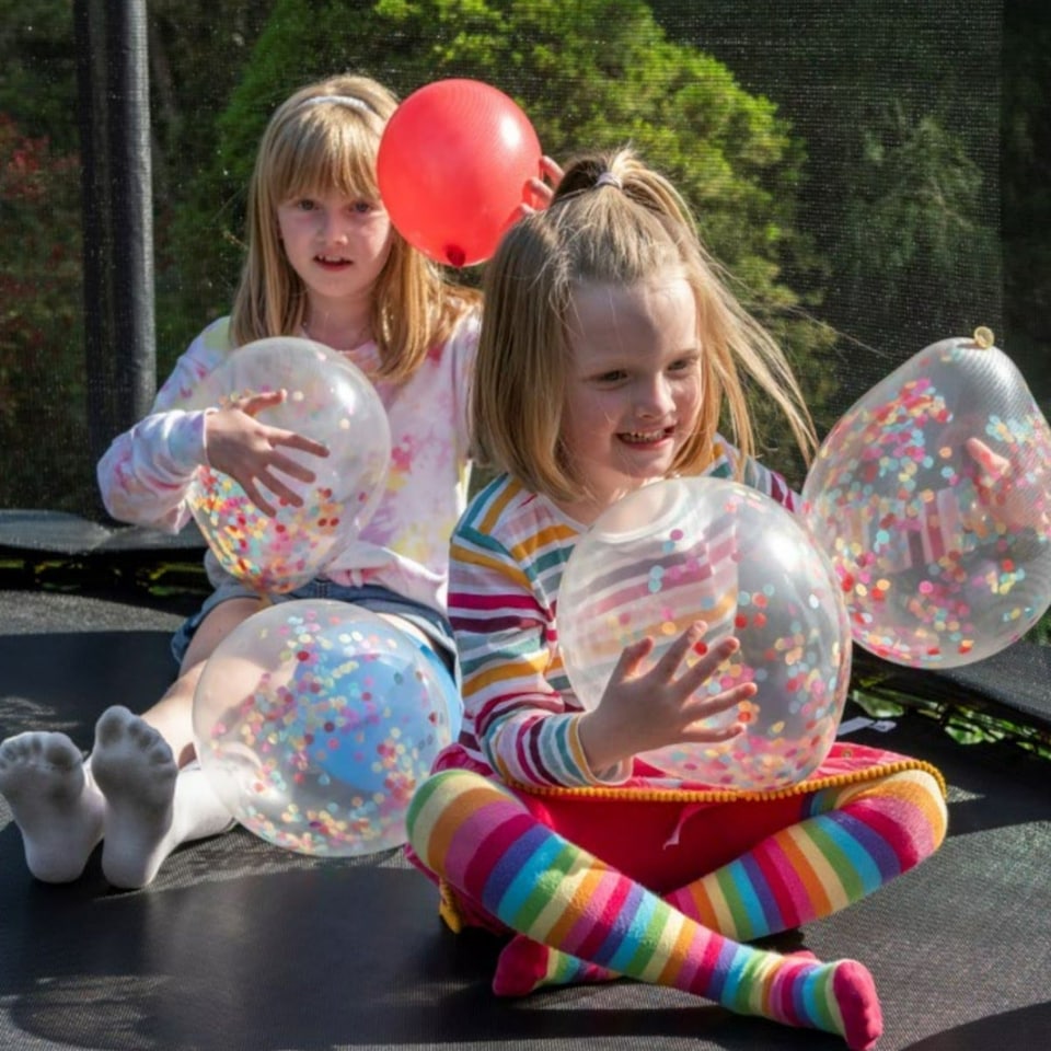 image 1 of 10ft x 7ft JumpPRO® Xcel Black Oval Trampoline with Enclosure