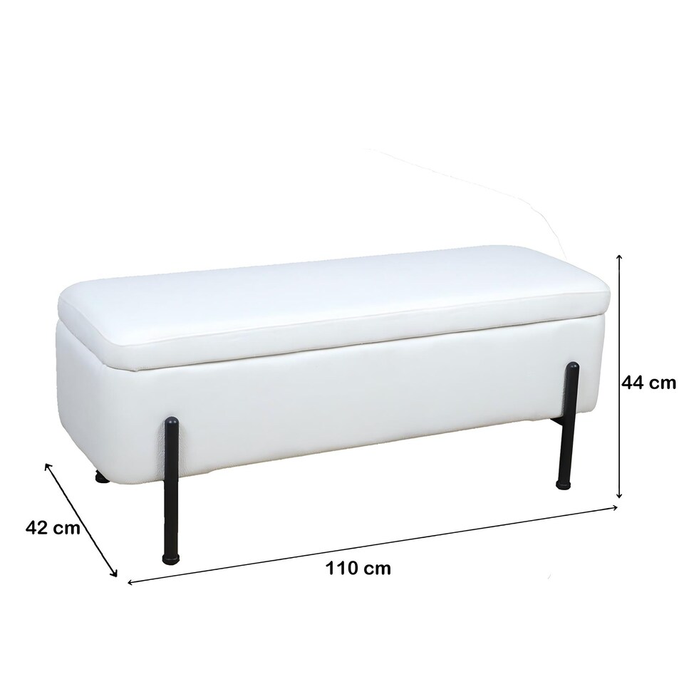 image 1 of Storage Ottoman Seat Velvet Metal Legs Compact Space Saving Home Furniture