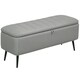 image 1 of HOMCOM Storage Ottoman Bench, Linen Fabric Footstool with Steel Legs Grey