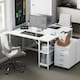 image 7 of HOMCOM 120 x 60 cm Home Office Desk Reversible Study Table for Bedroom White | White