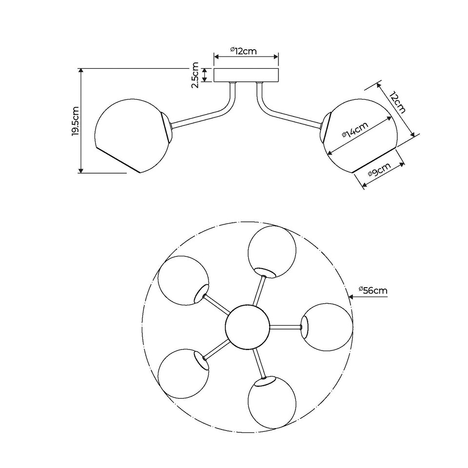 image 1 of Branco 5 Light Semi-Flush Ceiling Light
