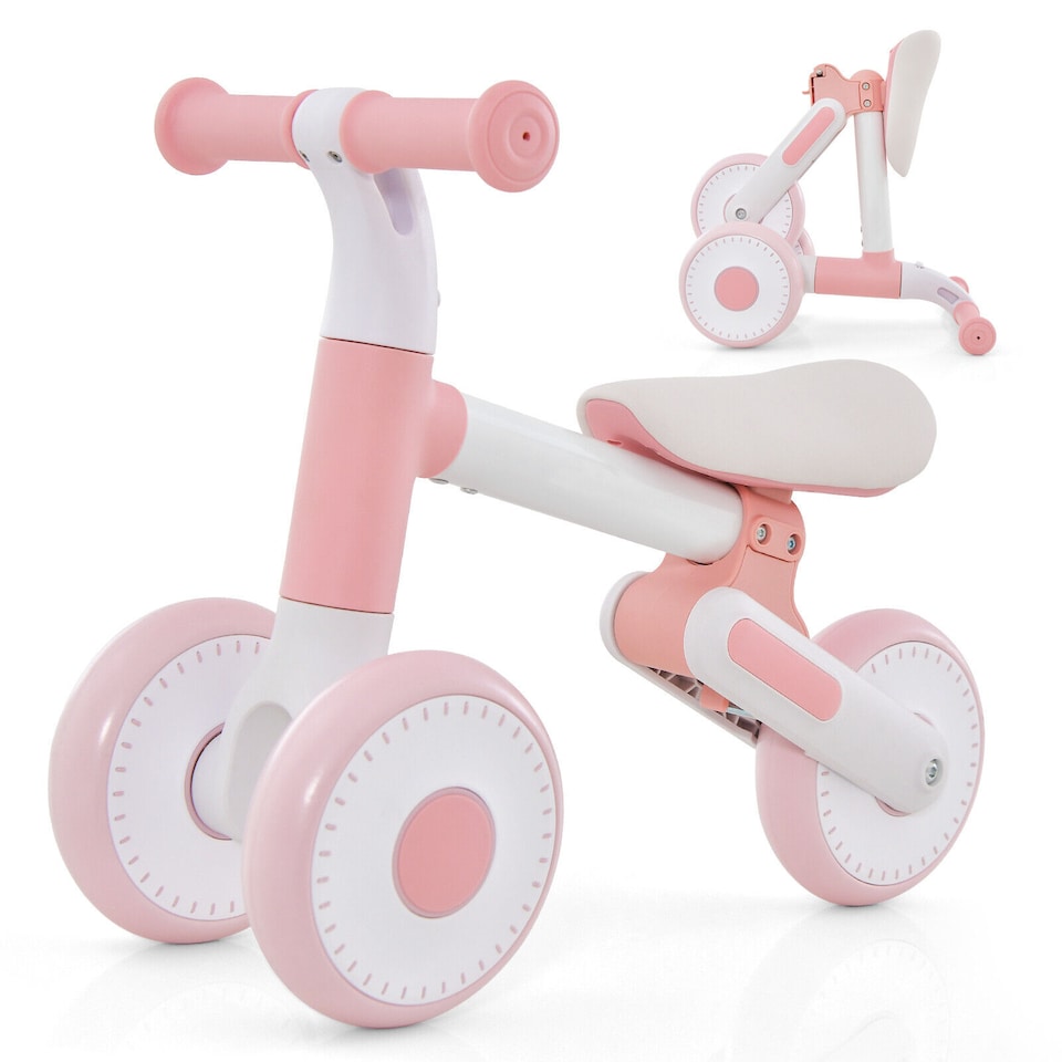 image 1 of COSTWAY Baby Balance Bike Folding Toddler Walker Pink