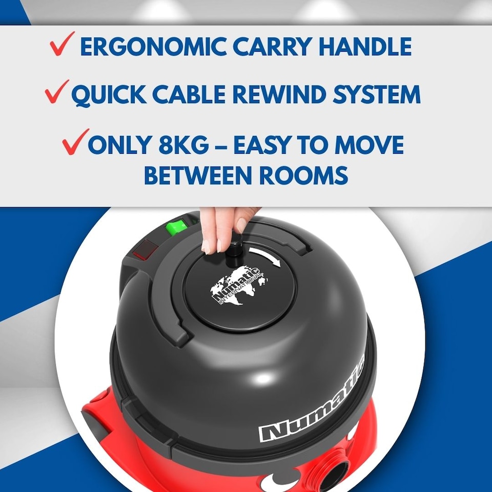 image 1 of Henry Vacuum Cleaner Numatic NRV240 620W 9L Commercial Hoover + Long Crevice Tool