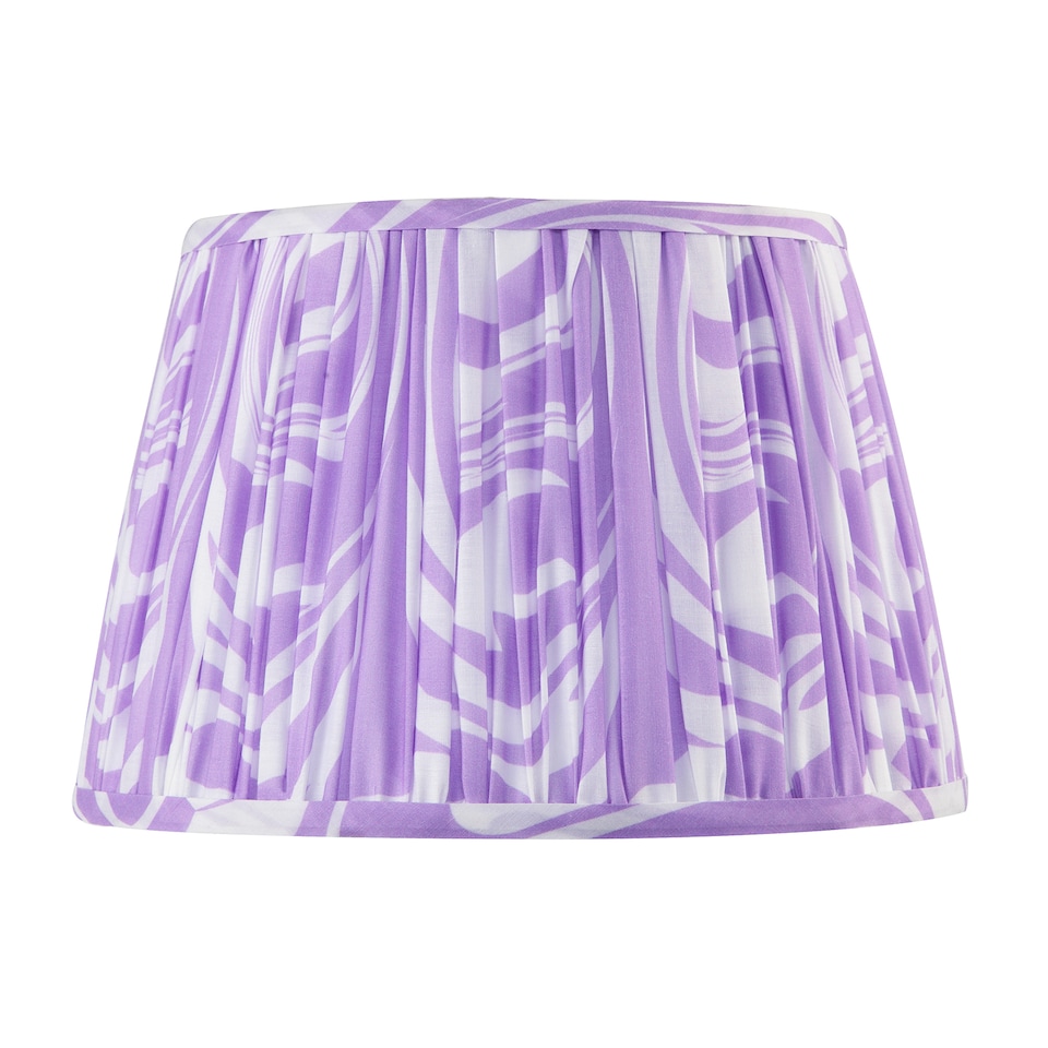 image 1 of Modern Lilac Pleated Cotton Fabric Lamp Shade with Wavy Lines Design