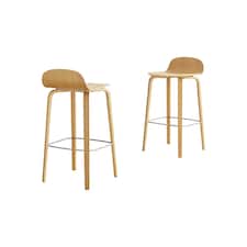 Furniturebox Emy Oak Veneer Wooden Bar Chair