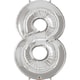 image 4 of Qualatex 34 Inch Metallic Silver Number Balloons (0-9) - Silver - 4