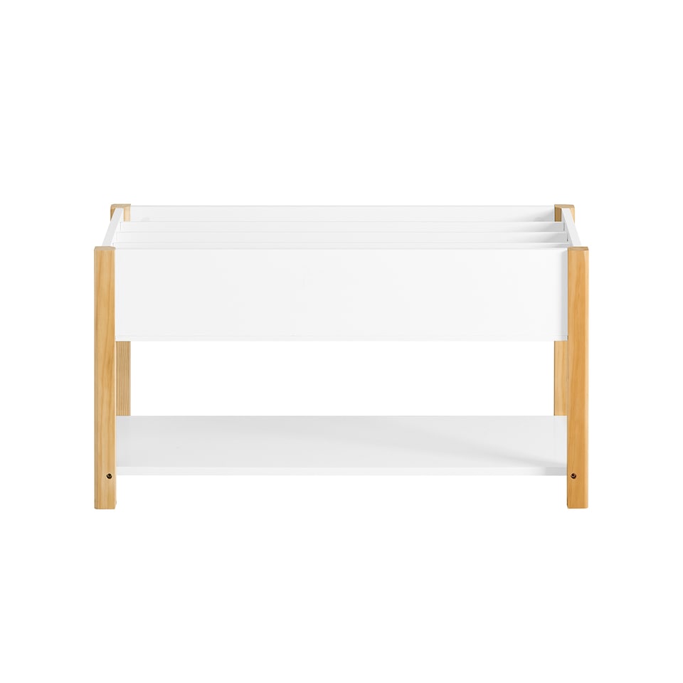 image 1 of SoBuy Children's Bookcase with 4 Compartments & Bottom Shelf, White/Natural, 33.5x16.5x17.7 inches, 12.8 kg - KMB35-W