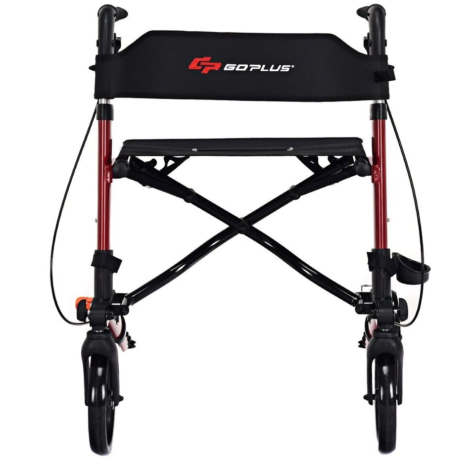 image 1 of COSTWAY Folding Rollator Walker Aluminium Mobility Aid Red | Red