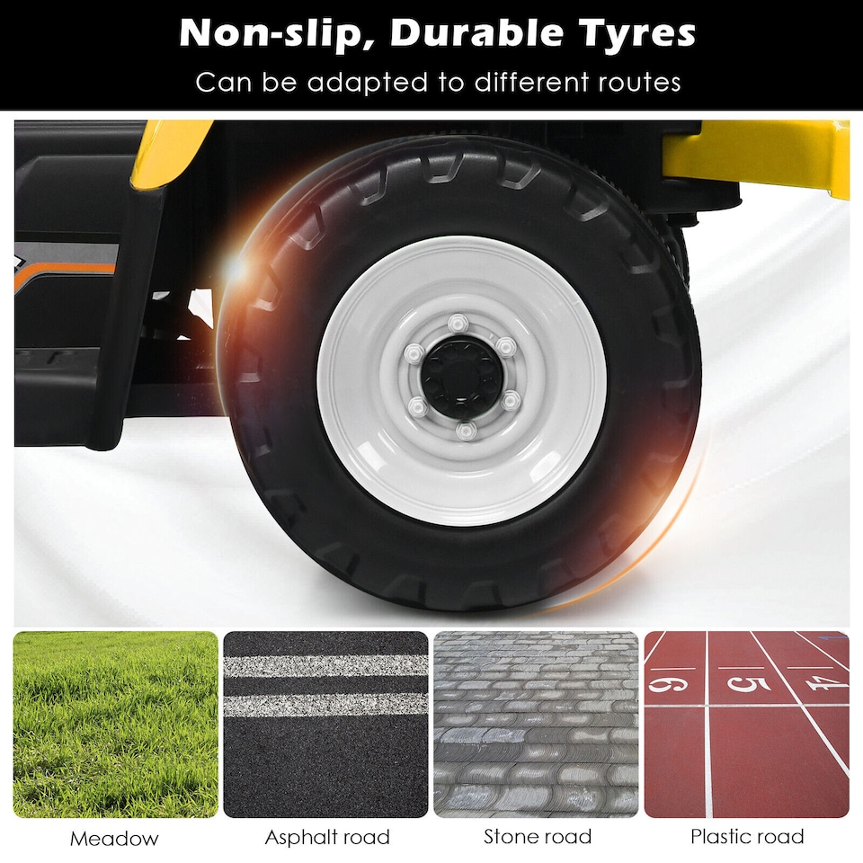 image 1 of COSTWAY 12V Kids Ride On Tractor with Trailer Music Yellow