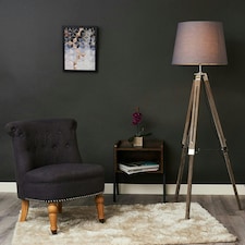 ValueLights Clipper Brown Floor Lamp With Grey Shade