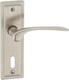 image 1 of Como Metal Lever Latch Door Handles Set Round Rose Internal & External | Silver | Satin Nickel Keyhole | 1