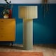 image 2 of ValueLights Lenny Moss Green Shade Ribbed Fabric Midi Floor Lamp & Bulb | Green