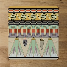 Set Of 12 Placemats And Coasters With Designer Artwork And Wood Bottom