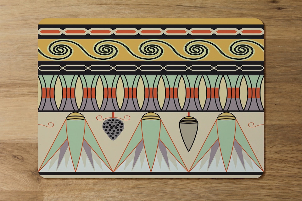 image 1 of Set Of 12 Placemats And Coasters With Designer Artwork And Wood Bottom