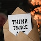 image 3 of Think Twice Act Nice Black And White Bold Modern Greeting Card