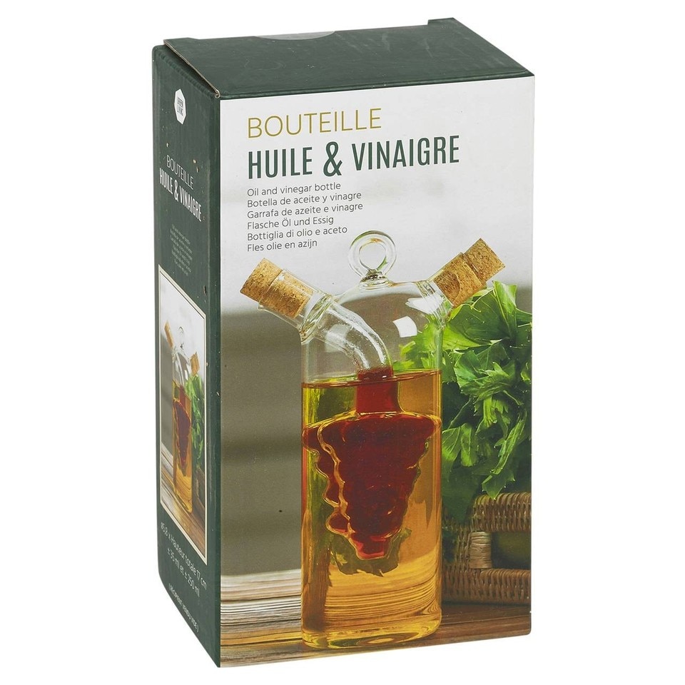 image 1 of 2 In 1 Glass Olive Oil And Vinegar Cruet Dispenser Bottle Dual Chamber