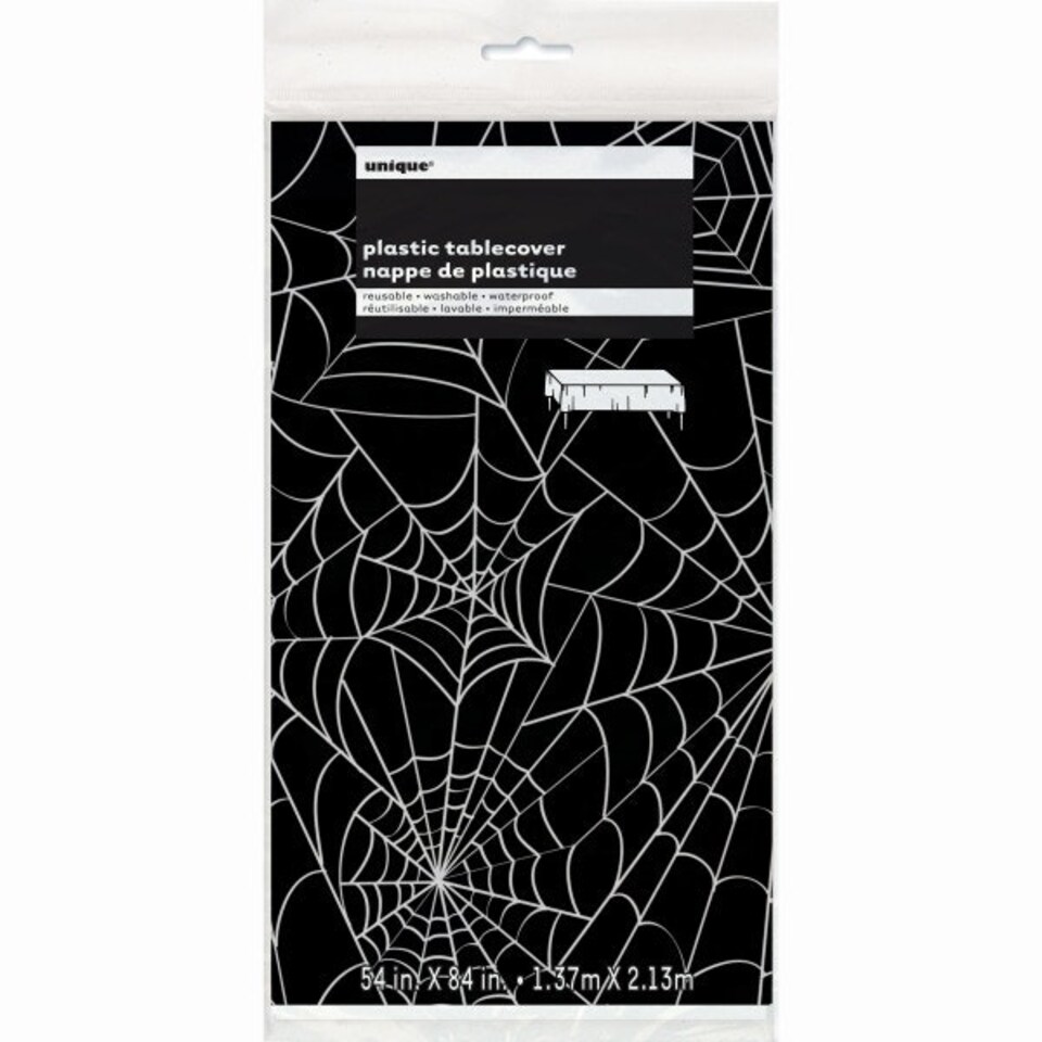 image 1 of Spider Web Rectangular Plastic Table Cover, 54"x84"