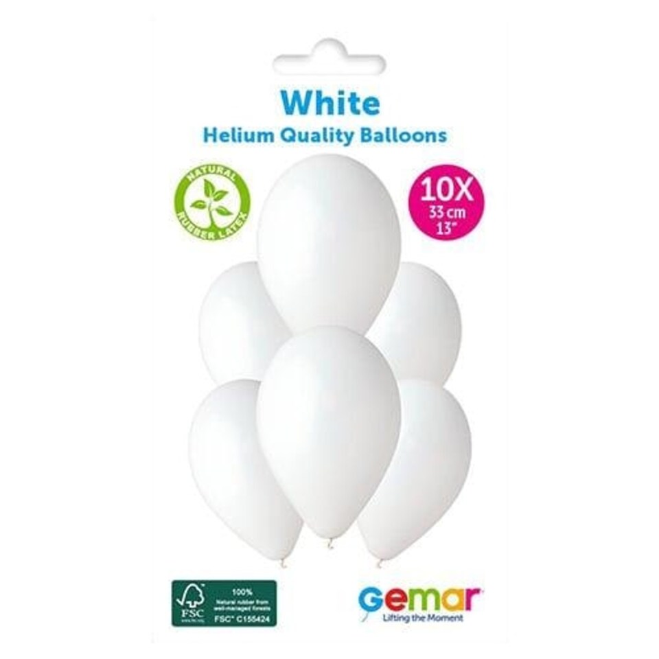 image 1 of White Bio Latex Balloons 33cm / 13 in - Pack of 10
