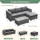 image 2 of 3-Piece Rattan Garden Corner Sofa Set with Coffee Table & Washable Cushions