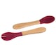 image 1 of Tiny Dining Bamboo Silicone Tip Fork & Spoon Set - Cherry - Children's Baby Toddler Soft Curved Feeding Weaning Cutlery