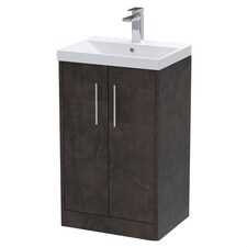 Balterley Winshill Contemporary 2 Door Floor Standing Vanity Unit with Thin Edge Basin, Metallic Slate, 500mm