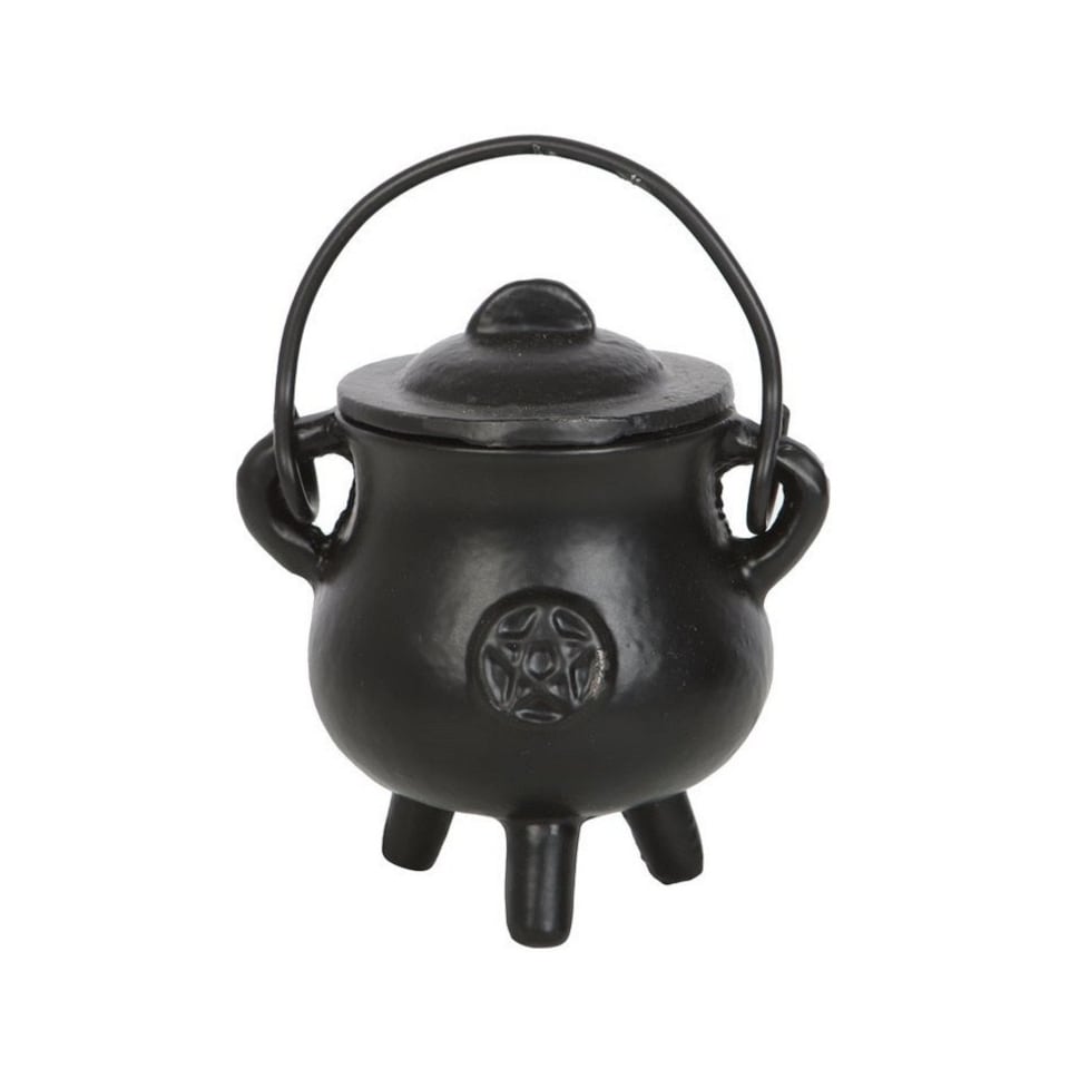 image 1 of Something Different Cast Iron Pentagram Cauldron - Black - 12cm x 13cm x 13cm