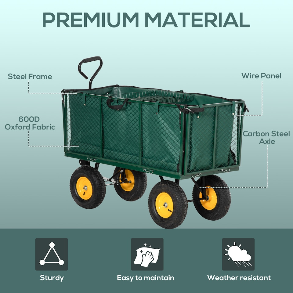 image 1 of Outsunny Heavy Duty Garden Cart Truck Trolley Wheelbarrow Trailer