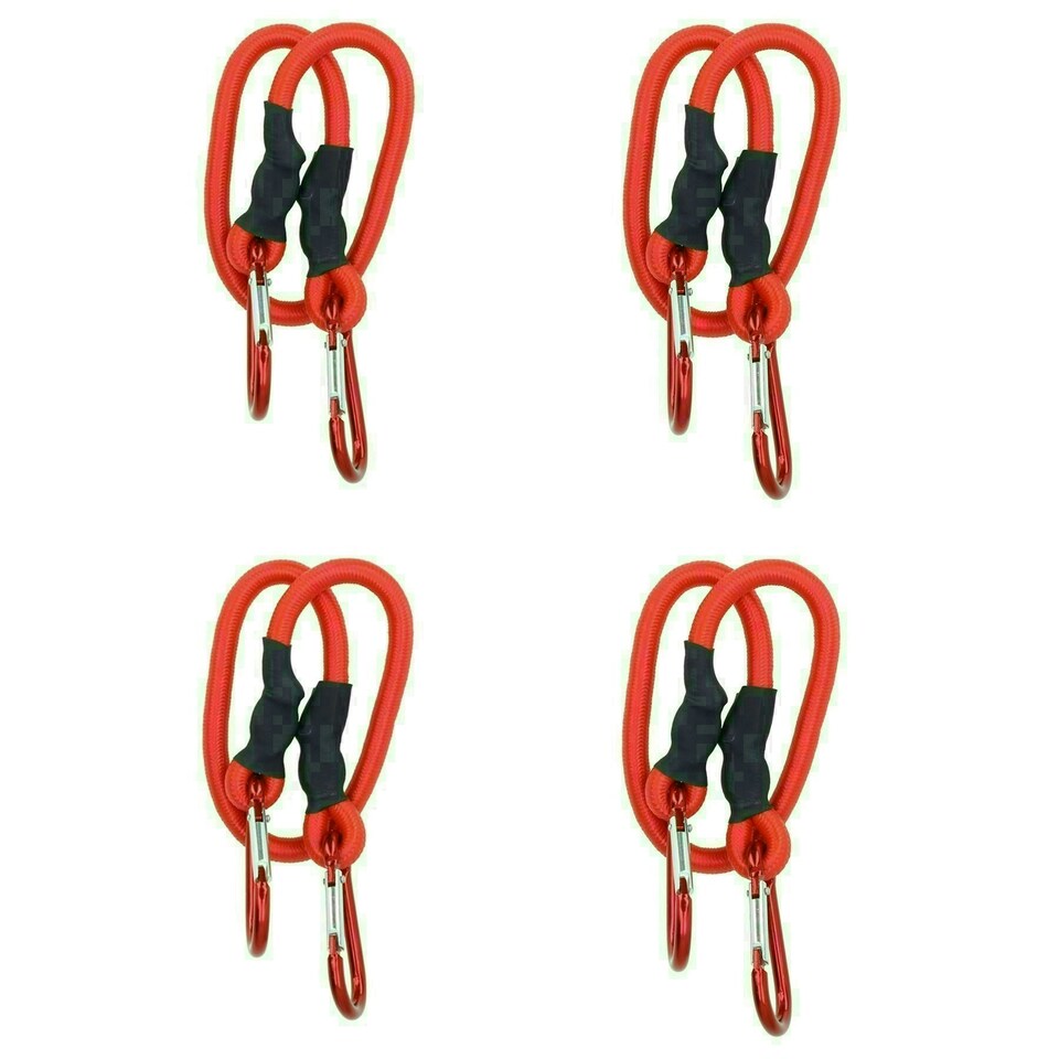 image 1 of 24" 60cm Bungee Rope with Carabiner Clips Cords Elastic Tie Down Fasteners 4pc