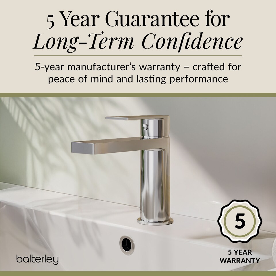 image 1 of Square Mono Basin Mixer Tap Push Button Waste Chrome Balterley | Silver | Chrome | 1