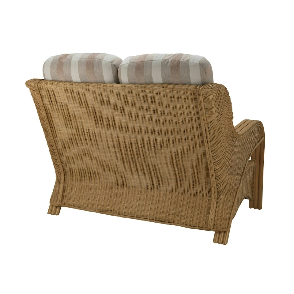 image 1 of Desser Oslo Light Oak Rattan 2 Seater Sofa Set in Duke Beige Stripe - Conservatory Sofa Suite
