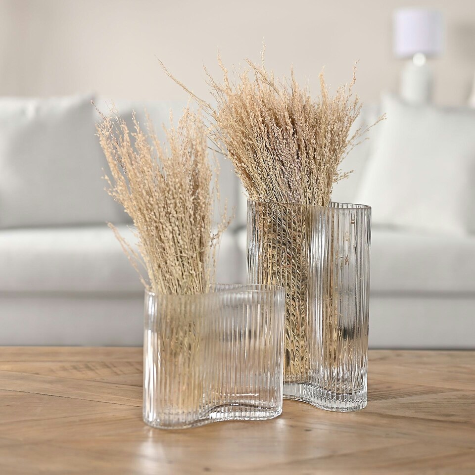 image 1 of Hestia Clear Ribbed Glass Vase - Large