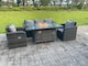 image 4 of Fimous Dark Mixed Grey Rattan Outdoor Garden Furniture Gas Fire Pit Table Gas Heater Sets Lounge Sofa Reclining Adjustable Chairs 5 Seater