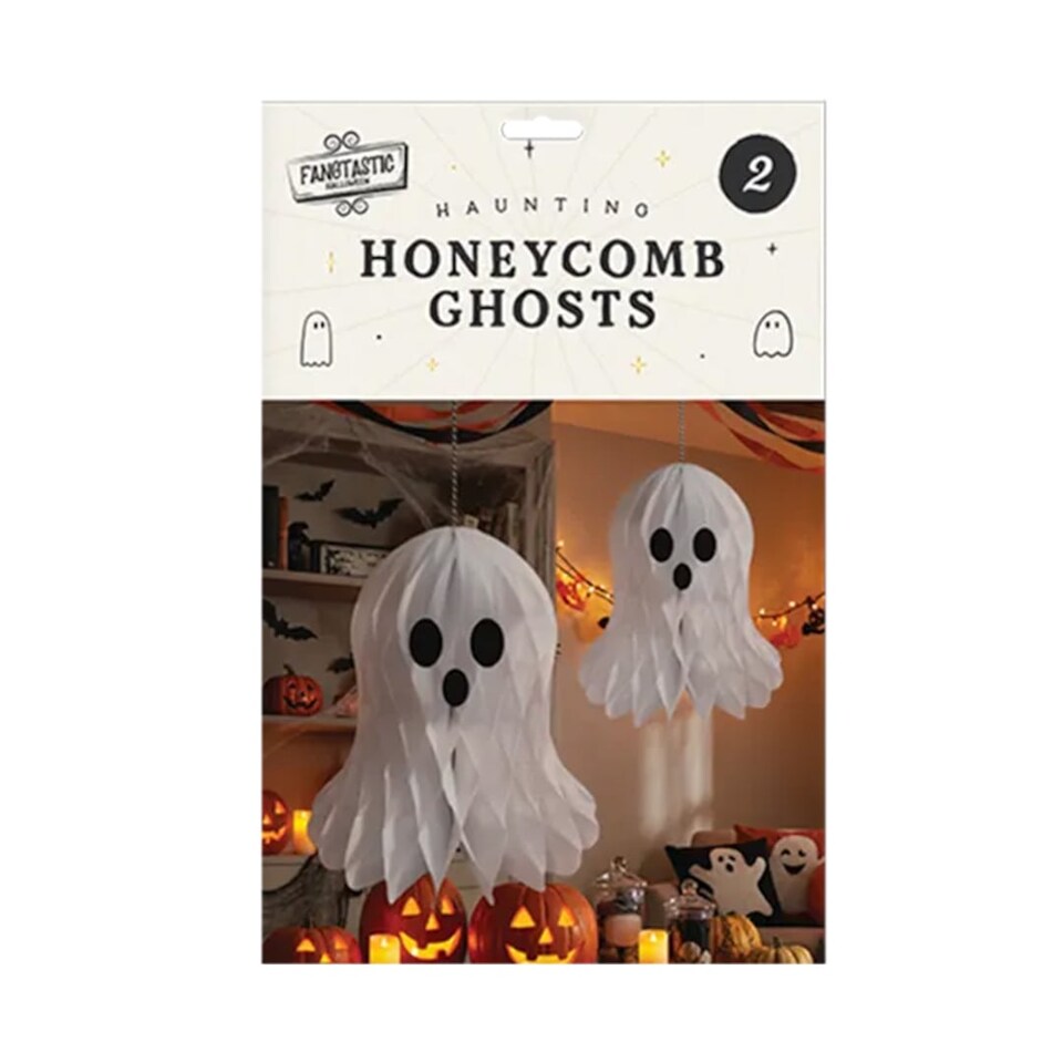 image 1 of Ghost Honeycomb Paper Halloween Decorations - Pack of 2