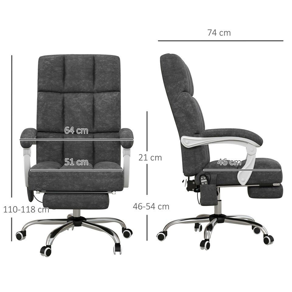 image 1 of Vinsetto Massage Office Chair w/ Heat, Ergonomic Desk Chair w/ Footrest, Grey