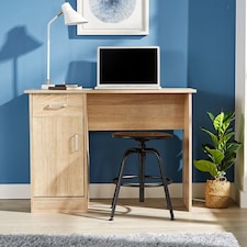 Computer Desk 1 Drawer 1 Door Compact Workstation Home Office Table | Brown