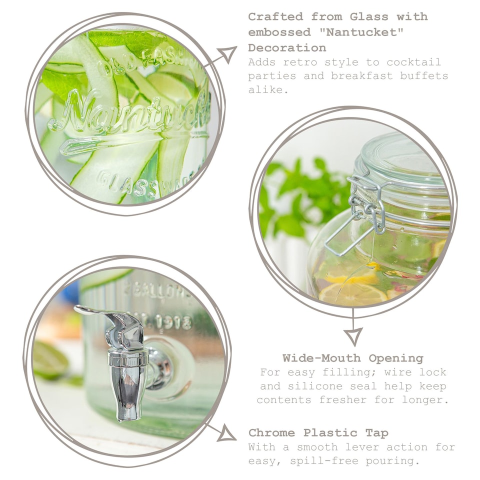 image 1 of Rink Drink Glass Drinks Dispenser with Tap & Chrome Stand - 6.5L