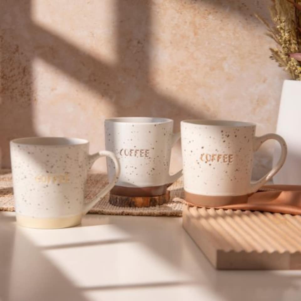 image 1 of Natural Speckled Ceramic Coffee Mugs 400ml | Cream | Cream | 400ml | 1