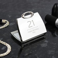 Personalised Birthday Big Age Handbag Compact Mirror Silver